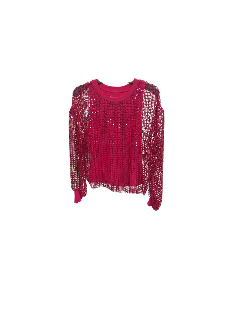 pilcro/ANthropologie long sleeve 2 layer netted sequin top