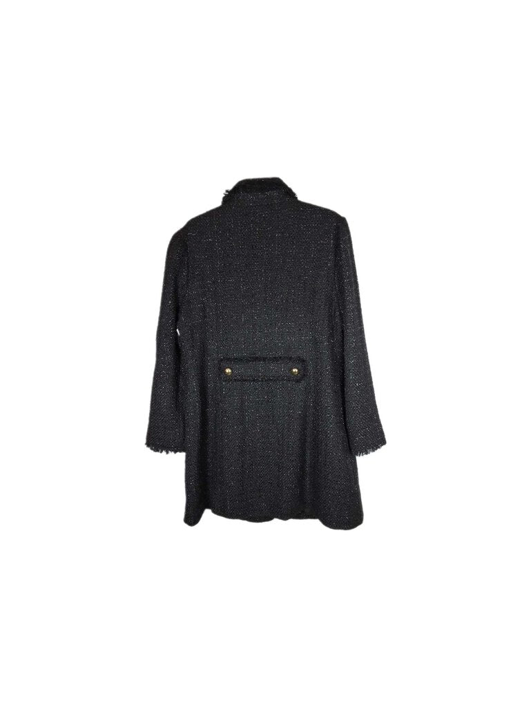 STS tweed shimmer coat/fringe collar