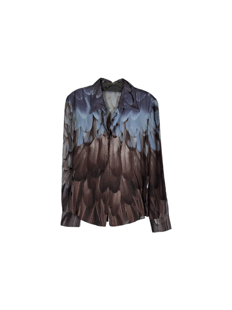 Prada long sleeve blouse/feathers