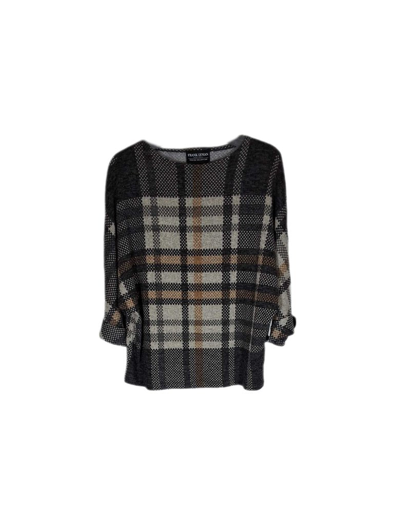 Frank Lyman 3/4 knit top/plaid