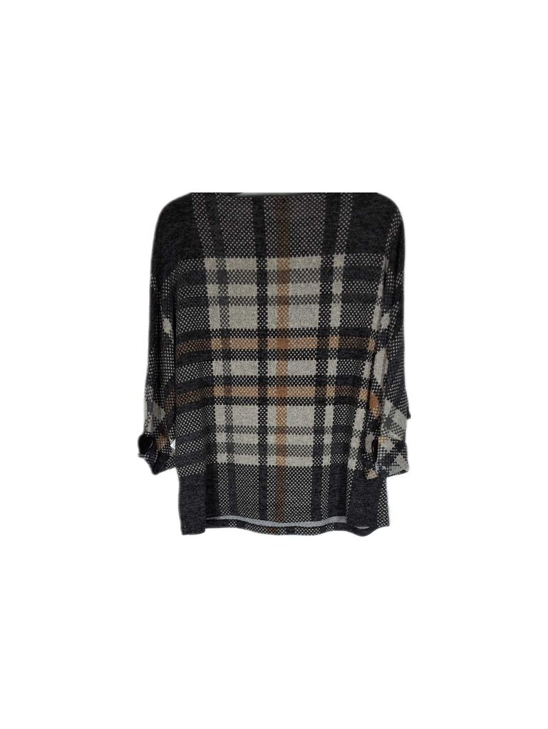 Frank Lyman 3/4 knit top/plaid